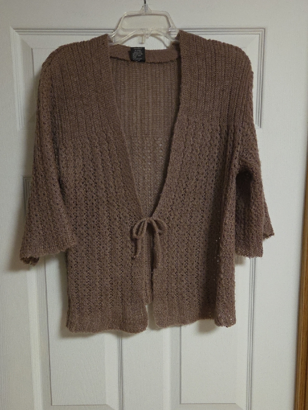 Tie-Front Open Knit Cardigan - Vintage, Made In Japan